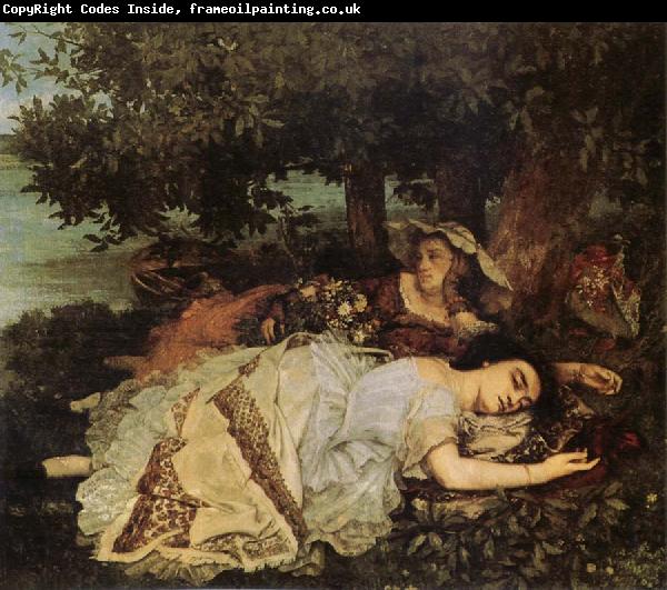 Gustave Courbet Young Women on the Banks of the Seine